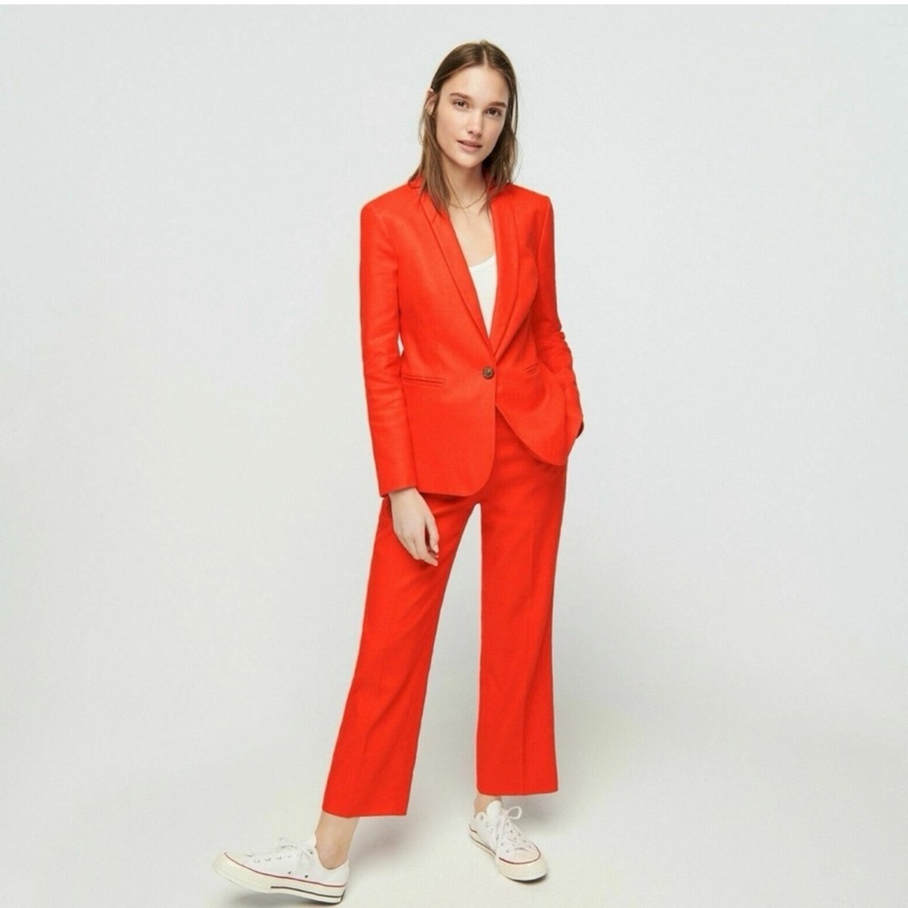 J. Crew Holland Linen-Blend One-Button Blazer in Flame Orange $178 Sz 22 - Picture 4 of 16